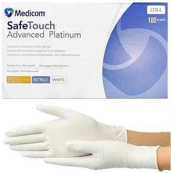 Перчатки нитриловые SafeTouch® Extend White Medicom без пудры 10 штук (5 пар) белый размер XS