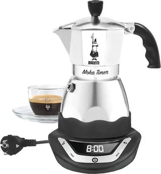 Електрична кавоварка Bialetti Moka Timer 360 W срібляста (8006363009997)