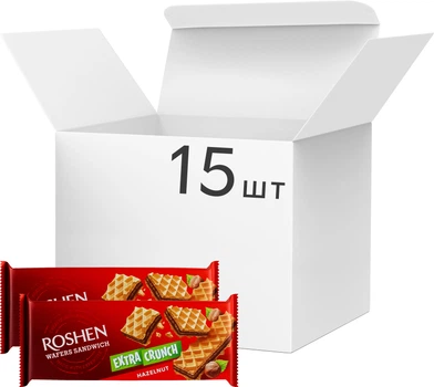 Упаковка вафель Roshen Wafers Sandwich Crunch Орех 142 г х 15 шт (4823077637469)