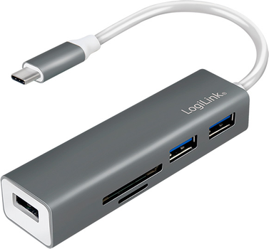 USB-C хаб LogiLink UA0305 USB 3.2 Gen1x1 3-Port + Card Reader Grey