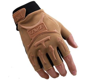 Тактические перчатки Mechanix Wear короткопальцевые утеплённые с защитой на косточки коричневые One size