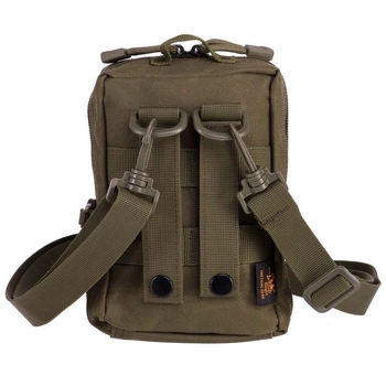 Однолямочная сумка тактическая через плечо Оливковая (TY-231) (для документов, турникета, фонаря, компаса, карабина)