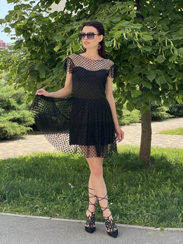 Жіноча сукня з сітки Poliit 8516 чорний 38
