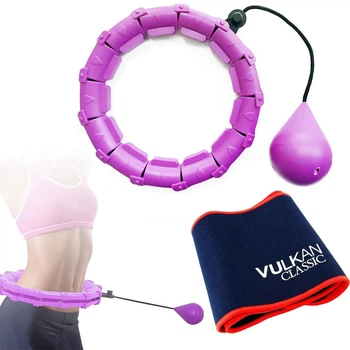 Комплект хулахуп з вантажем для схуднення Hoola Hoop Massager Фиолетовый та пояс для схуднення Vulkan Вулкан Extra Long (3000149-TOP-2)