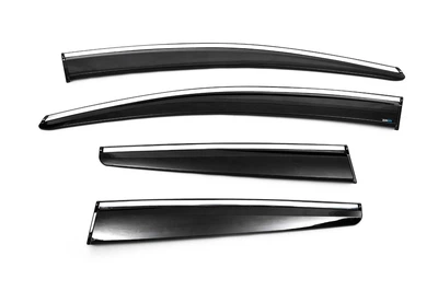 Ветровики с хром с полоской HB/SD (4 шт, Sunplex Chrome) для Opel Astra J 2009-2015 гг