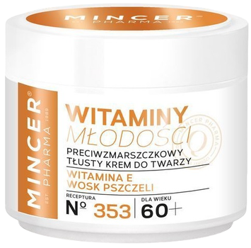 Крем для обличчя Mincer Pharma Вітаміни молодості 60+ проти зморшок жирний №353 50 мл (5902557260614)