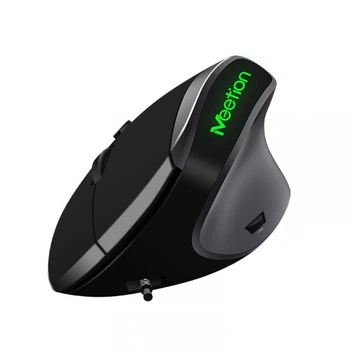 Мишка комп'ютерна дротова вертикальна Meetion MT-M390 RGB підсвічування безшумна Black