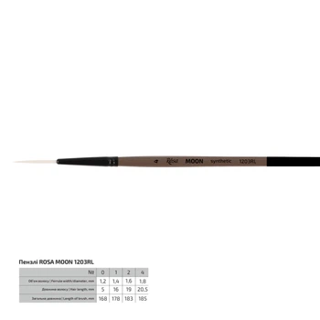 Кисть синтетика лайнер Rosa Moon 1203RL №4 короткая ручка