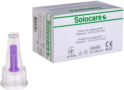 Голка для шприц-ручки «Solocare», 31G (0,25x5 мм) 100 штук /упаковка