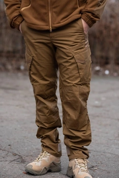 Мужские тактические штаны Kayman Military койот с усиленными зонами и накладными карманами Rip-stop 32/32