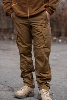 Мужские тактические штаны Kayman Military койот с усиленными зонами и накладными карманами Rip-stop 38/32