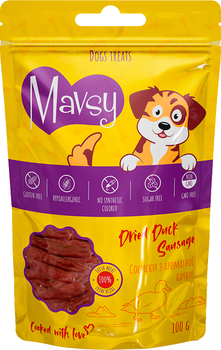 Лакомство для собак Mavsy Dried Duck Sausage - Мавси Сосиски из ароматной утки для собак 100 г (4820266800260)