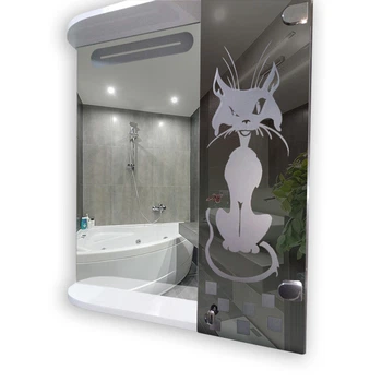 Шкаф-зеркало (61,4*70*14см) "Кот" дверь справа с LED подсветкой