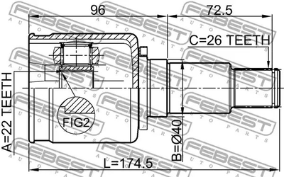 ШРКШ (ШРУС) внутрішній правий 22x40x26 GRAND VITARA JB424X-6, FEBEST (0711GVJBRH)