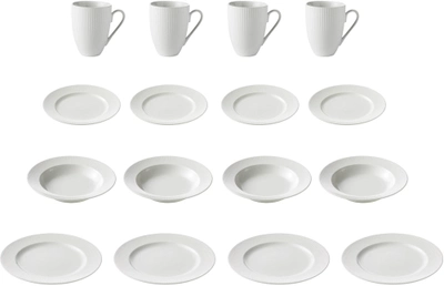 Serwis obiadowy Aida Groovy z białej porcelany 16 szt (88329EP)