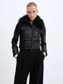 Куртка демісезонна коротка жіноча Mango Mini 57025970-99 XS Чорна (8445922796952)
