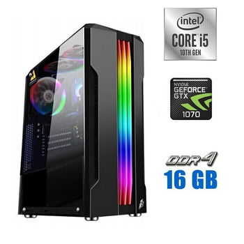 Игровой ПК Tower NEW / Intel Core i5-10400F (6 (12) ядер по 2.9 - 4.3 GHz) NEW / 16 GB DDR4 NEW / 480 GB SSD NEW + 500 GB HDD / nVidia GeForce GTX 1070 Ti, 8 GB GDDR5, 256-bit / 600W NEW б/у