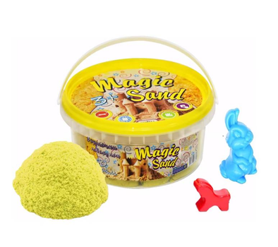 Кінетичний пісок Strateg Magic Sand 350г Жовтий + форми 370-6