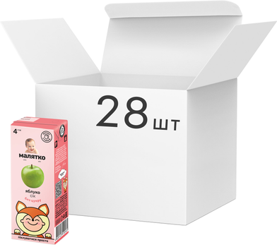 Упаковка соку Малятко Яблуко 200 мл х 28 шт (4820123510561)