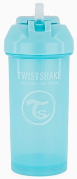 Kubek niekapek Twistshake Straw Cup Pastel Blue 12 m + ze słomką 360 ml (7350083125897)