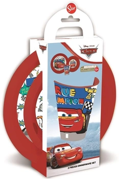 Zestaw naczyń plastikowych Euromic Kids Lunch Set Cars 3 szt (8412497515004)