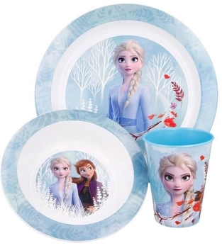 Zestaw naczyń plastikowych Euromic Kids Lunch Set Frozen 3 szt (8412497510498)