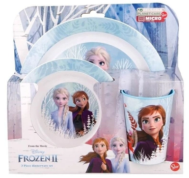 Набір пластикового посуду Euromic Kids Lunch Set Frozen 3 шт (8412497510498)