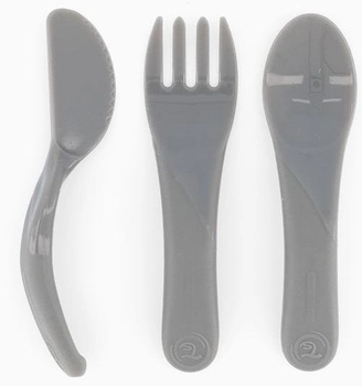 Набір столових приборів Twistshake Learn Cutlery 6 м + Pastel Grey для дітей 3 шт (7350083122049)