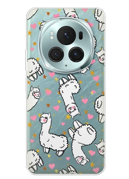 Прозрачный силиконовый чехол iSwag для Huawei Honor Magic 6 с рисунком - Ламы (ISHHM6NP48)