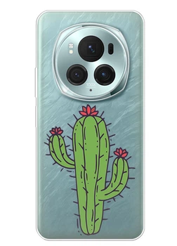 Прозрачный силиконовый чехол iSwag для Huawei Honor Magic 6 с рисунком - Тропический кактус (ISHHM6NP21)
