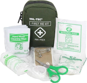 Аптечка тактична туристична Mil-Tec першої допомоги із кріпленням PACK MINI Олива FIRST AID PACK MINI OLIV (16025800)