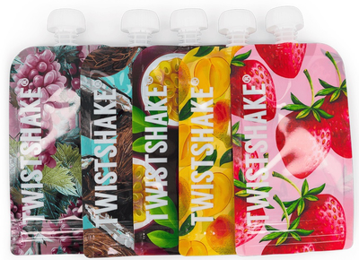 Набір багаторазових пакетів Twistshake Squeeze Bag Fruit 220 мл 5 шт (7350083126177)