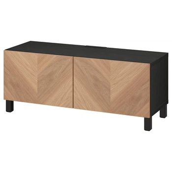 Тумба под ТВ IKEA БЕСТО, с дверцами, черно-коричневый, 194.196.20