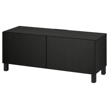 Тумба под ТВ IKEA БЕСТО, с дверцами, черно-коричневый, ЛАППВИКЕН, Черно-коричневый упрямец, 120x42x48 см,