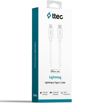 Кабель Ttec USB Type-C - Lightning (M/M, 1.5 м), Белый(DL_F63D91133C61)