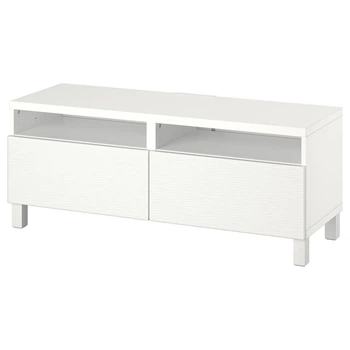 Тумба для ТВ с ящиками IKEA БЕСТО, Тумба для ТВ с ящиками, белый, ЛАКСВИКЕН, Упрямый белый, 120x42x48 см,