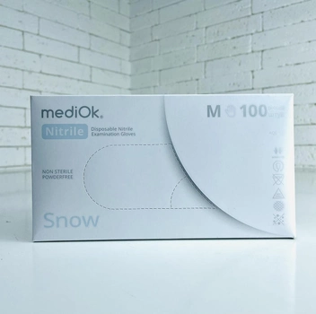 Перчатки нитриловые Mediok Snow размер M белые 100 шт