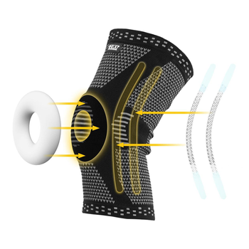 Коленный бандаж фиксатор 4FIZJO со стабилизацией коленной чашечки 1 шт Size L Черный/Серый (AW010255)