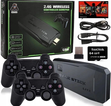 Игровая приставка (ретро-консоль) GameStick LITE GREEN с HDMI: 20000 игр Dendy Sega 4K / Консоль для телевизора