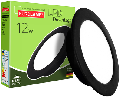 Світильник стельовий світлодіодний EUROLAMP LED 12W 4000K чорний (LED-DLR-12/4(new)(black))