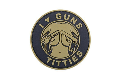 Нашивка 3D - I Love Guns Titties - tan [GFC Tactical]