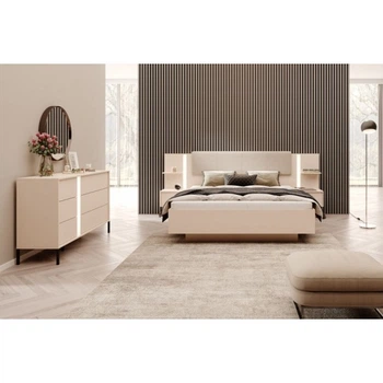 Спальний гарнітур Dast (Fast) - 4 Perfect Home Бежевий (ліжко 160x200 з тумбами та підйомним механізмом)