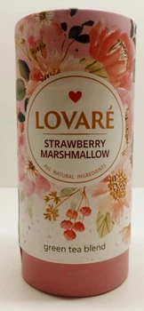 Чай зелений байховий Strawberry Marshmallow Lovare Полуничний зефір Ловаре тубус 80г