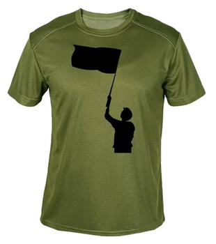 Футболка потоотводящая военная ВСУ с принтом "Мужчина с флагом" в оливе M