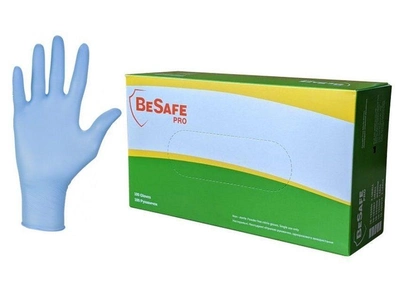Рукавички нітрилові BeSafe упаковка - 50 пар. розмір S (без пудри). щільність 3 г. сині