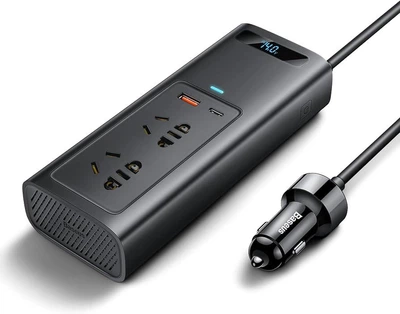Автомобільний інвертор Baseus 150 W з 2 розетками на 220 V + USB + Type-C