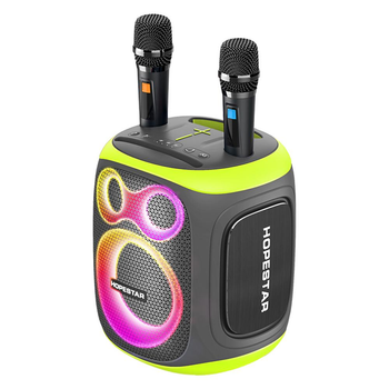 Портативная беспроводная Bluetooth колонка Hopestar Party 130 с 2 Микрофоном Караоке |120Вт, Bluetooth| Cерый