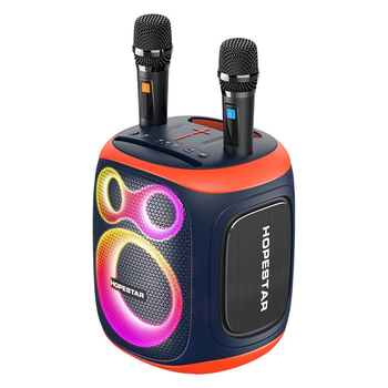 Портативная беспроводная Bluetooth колонка Hopestar Party 130 с 2 Микрофоном Караоке |120Вт, Bluetooth| Cиний