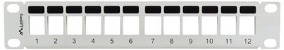 Патч-панель пустий Lanberg 10" 1U 12xRJ45  для серверної шафи/стійки (PPKS-9112-S)