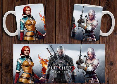 Чашка белая керамическая с принтом "Відьмак" Witcher 19 ABC